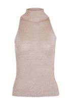 Topshop Sleeveless Metal Yarn High Neck Knitted Top
