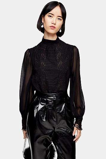 Topshop Idol Embroidered Cutwork Blouse