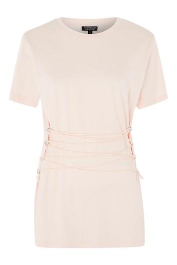 Topshop Petite Longline Corset Tunic T-shirt