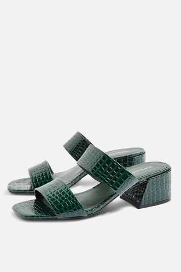 Topshop Downtown Crocodile Effect Two Part Mules