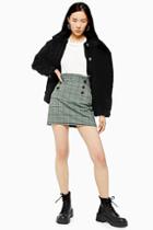 Topshop Check Button Frill Mini Skirt