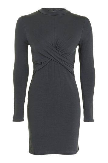 Topshop Petite Twist Front Crop Dress