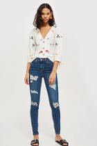 Topshop Moto Rich Blue Super Ripped Jamie Jeans