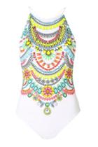 Topshop *neon Necklace High Neck Swimsuit By Jaded London
