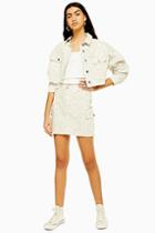 Topshop Tall Off White Snake Utility Denim Skirt