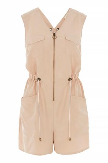Topshop *nude Lace Up Back Utility Playsuit By Jaded London