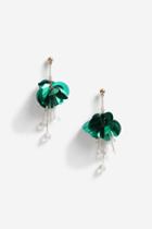 Topshop Green Sequin Facet Drop Earrings