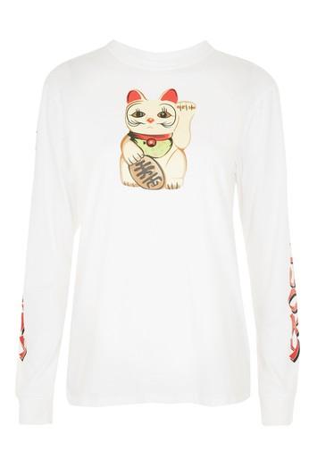 Topshop *oversized Long Sleeve T-shirt By Motel