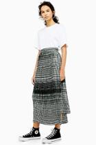 Topshop *grid Pleated Skirt By Boutique