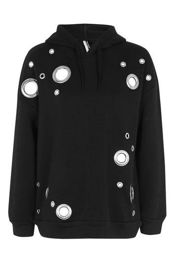 Topshop Oversized Eyelet Hoody