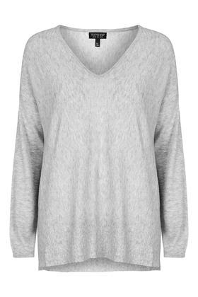 Topshop V-neck Rib Border Crew Jumper