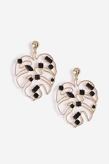 Topshop Gem Leaf Earrings
