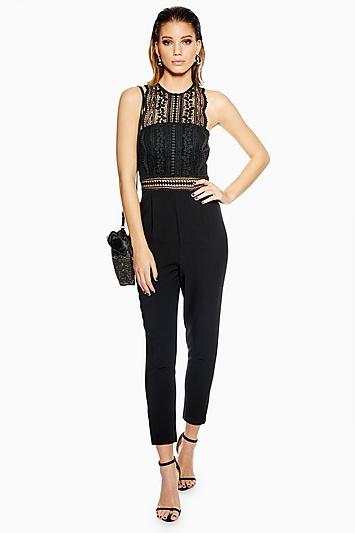 Topshop Jumpsuit With Lace Detail