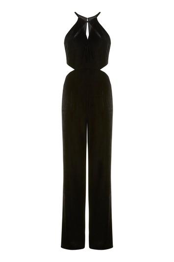 Topshop Velvet Cutout Jumpsuit