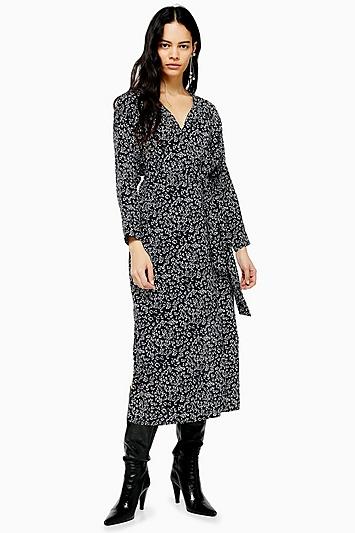 Topshop Black And White Tie Smock Dress