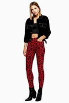 Topshop Red Leopard Print Jamie Jeans
