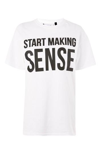 Topshop Start Making Sense Slogan T-shirt By Tee & Cake