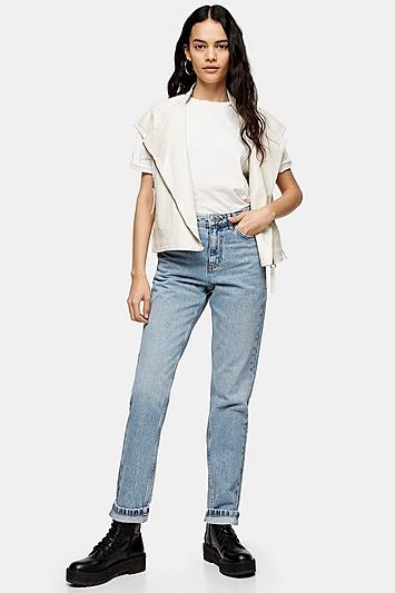 Topshop Bleach Wash Mom Jeans