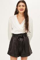 Topshop High Waisted Leather Shorts