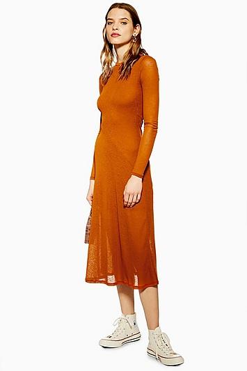 Topshop Plain Mesh Midi Dress