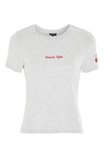 Topshop Petite 'sweet Talk' Motif T-shirt