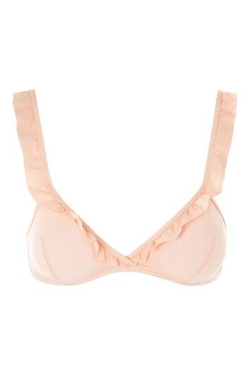Topshop Textured Frill Crop Bikini Top