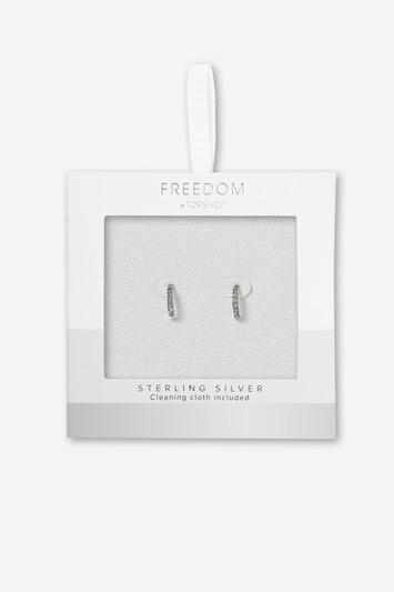 Topshop Sterling Silver Gem Hoop Studs