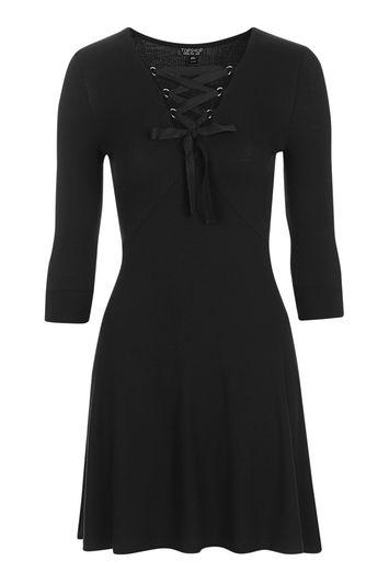 Topshop Petite Lace Up Flippy Dress