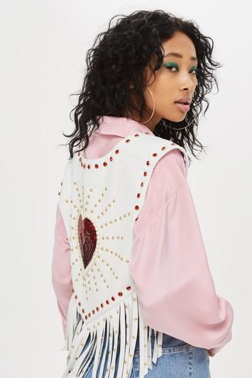Topshop Festival 'sacred Heart' Leather Waistcoat
