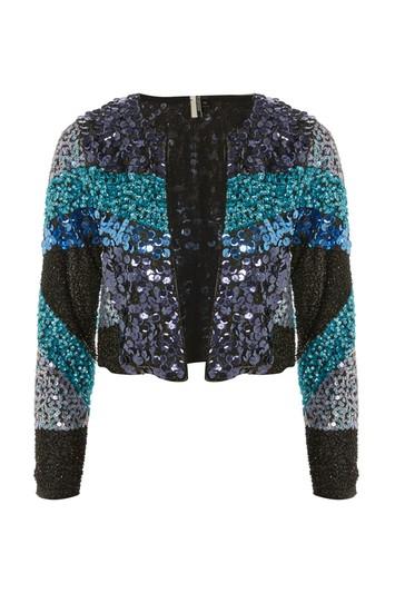 Topshop Colour Block Sequin Jacket