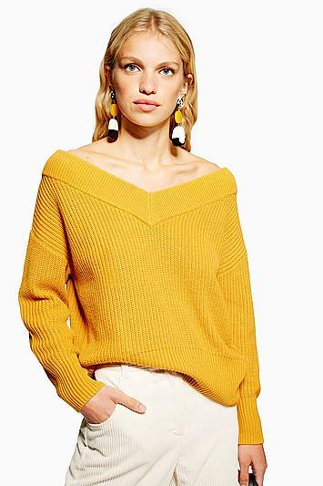 Topshop V Bardot Jumper With Cashmere