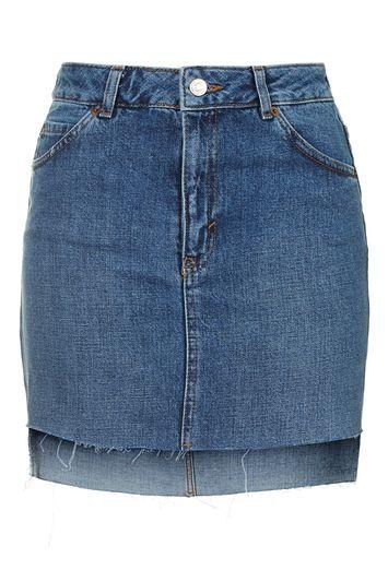 Topshop Moto Stepped Hem Denim Skirt