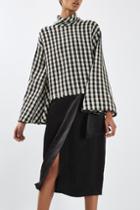 Topshop Gingham Wide Sleeve Blouse By Boutique