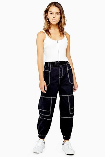 Topshop Petite Contrast Utility Trousers