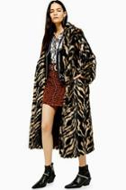 Topshop Faux Fur Tiger Print Coat