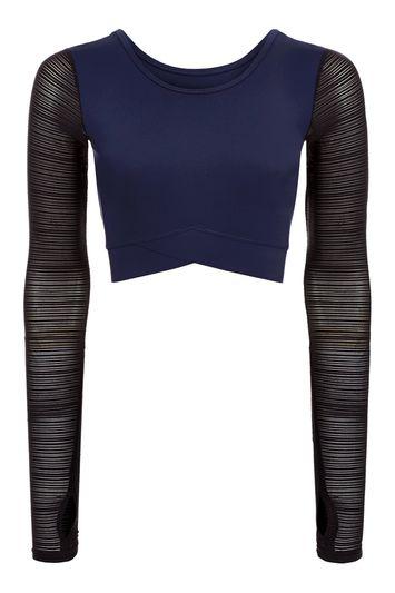 Topshop Linear Mesh Crew Crop Top By Ivy Park
