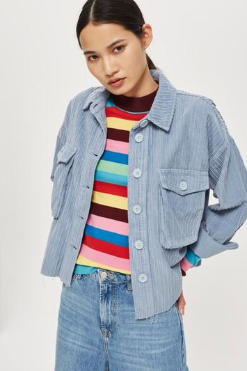 Topshop Corduroy Cropped Raw Hem Shacket
