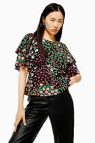 Topshop Patch Floral Austin Tea Top