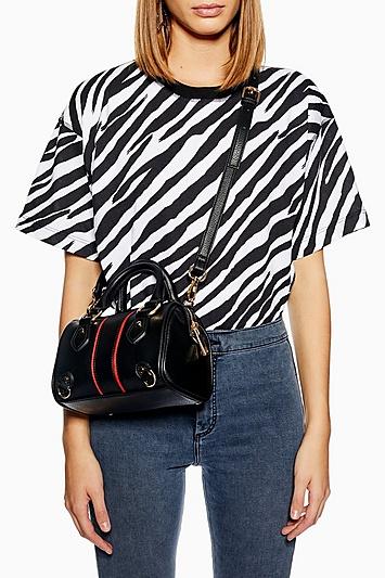 Topshop Stripe Mini Bowler Bag