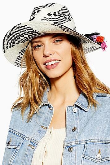 Topshop Monochrome Straw Fedora