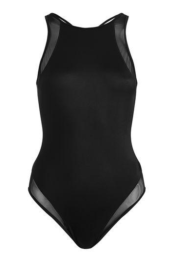 Topshop High Neck Mesh Swimsuit