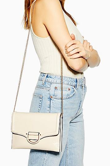 Topshop Carly Cream Crinkle Clutch Bag