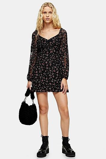 Topshop Floral Lace Gypsy Mini Dress