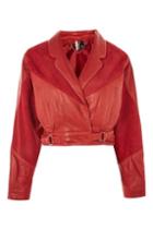 Topshop Suede & Leather Cropped Jacket