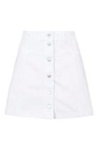 Topshop Moto White Denim Button Skirt
