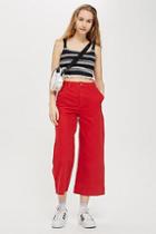 Topshop Red Cropped Wide Leg Jeans
