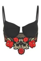 Topshop *black Rose Embroidered Bikini Top By Jaded London