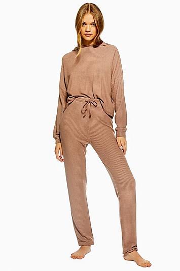 Topshop Mocha Waffle Lounge Joggers