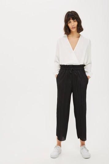 Topshop Frill Waist Plisse Pants