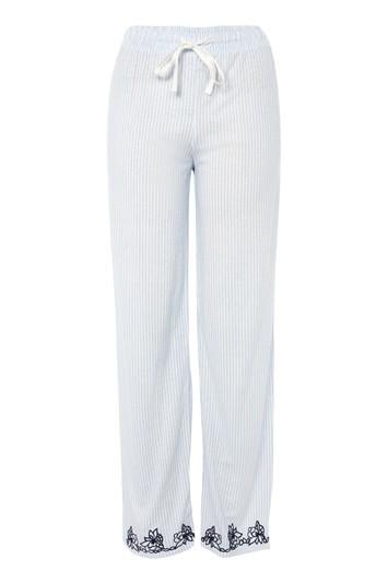Topshop Oxford Stripe Embroidered Pyjama Trousers